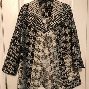 Silver and charcoal gray jacket.